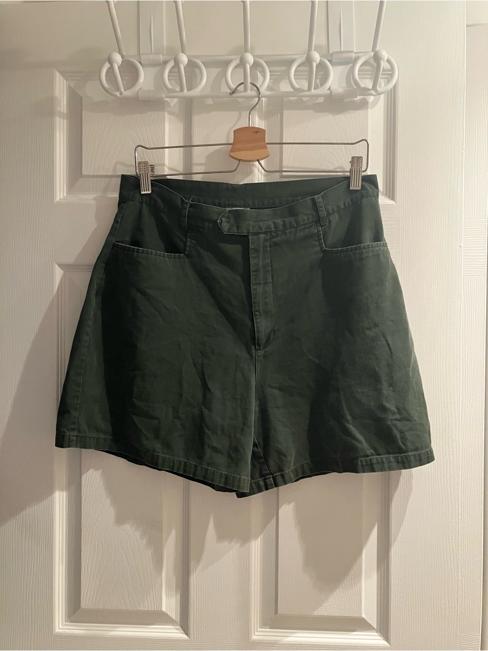 Dark Green High-Waist Shorts